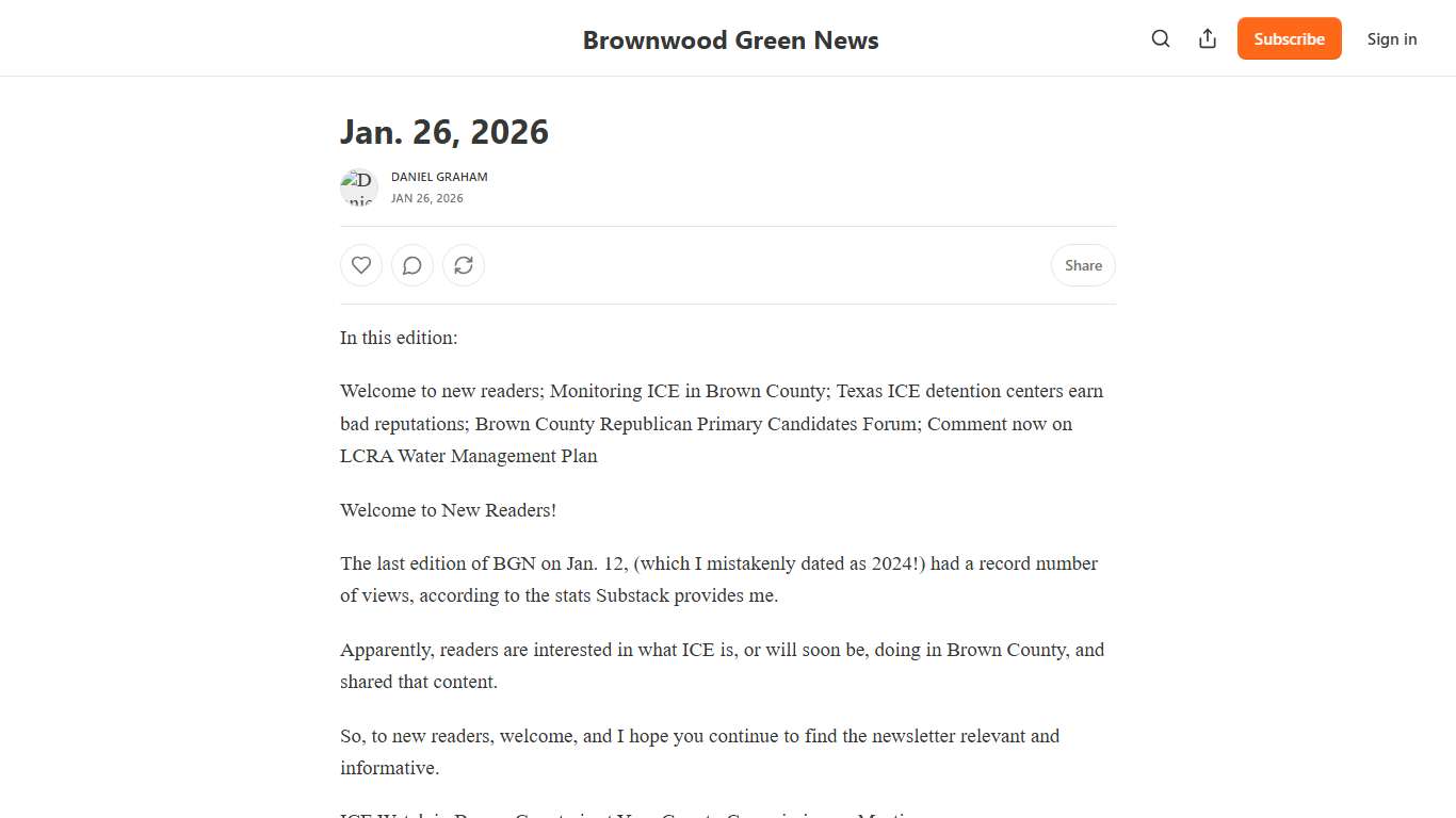 Jan. 26, 2026 - by Daniel Graham - Brownwood Green News