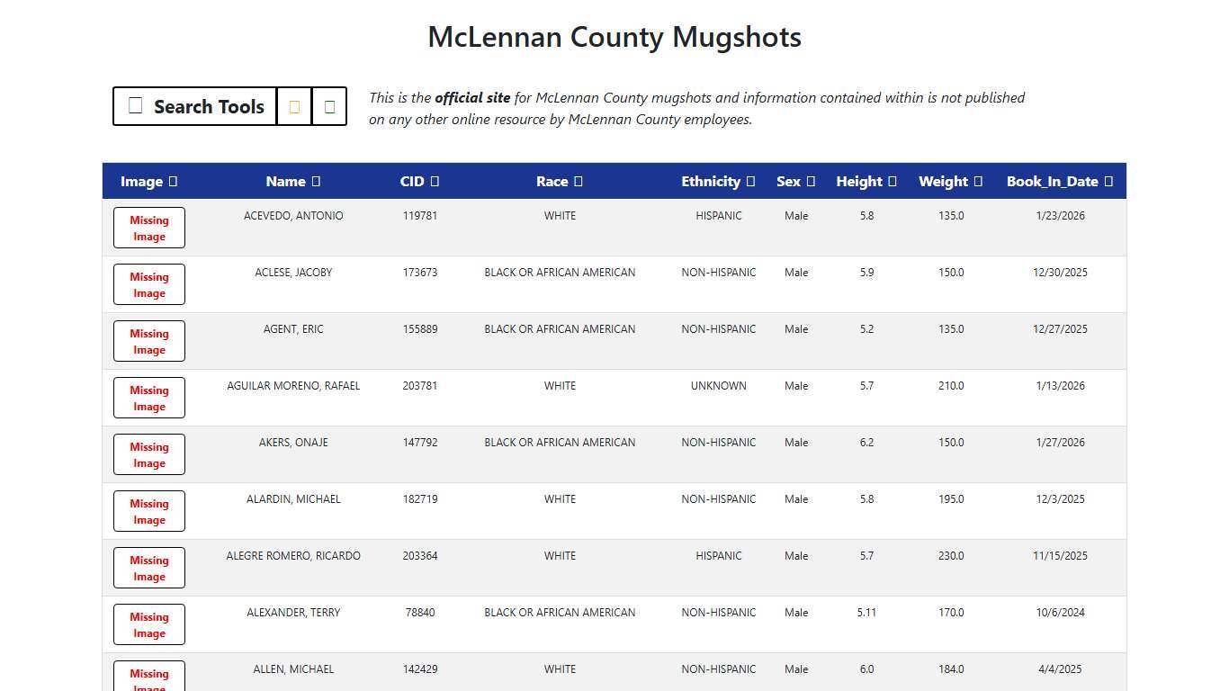 McLennan County Mugshots Application